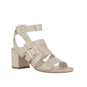 BETTYE MULLER GOLD METALLIC ANKLE STRAP SANDALS 38